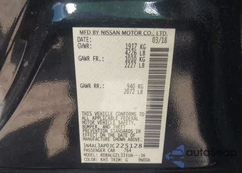 2018 Nissan Altima 2.5 S from USA, damaged, VIN 1N4AL3AP0JC225128